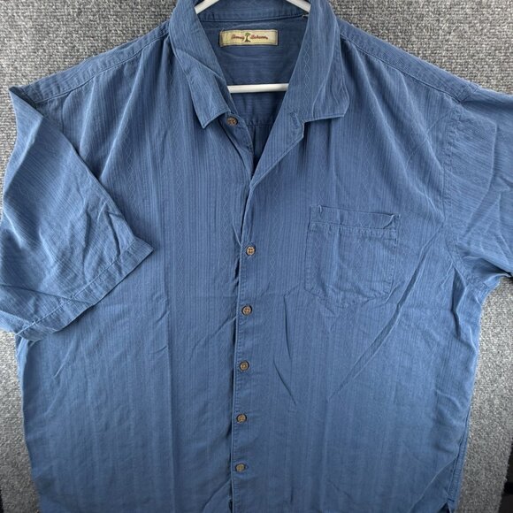 Tommy Bahama Striped Loop Short Sleeve 2XL Camp Silk Blue Beach Casual Men Shirt - Picture 2 of 11